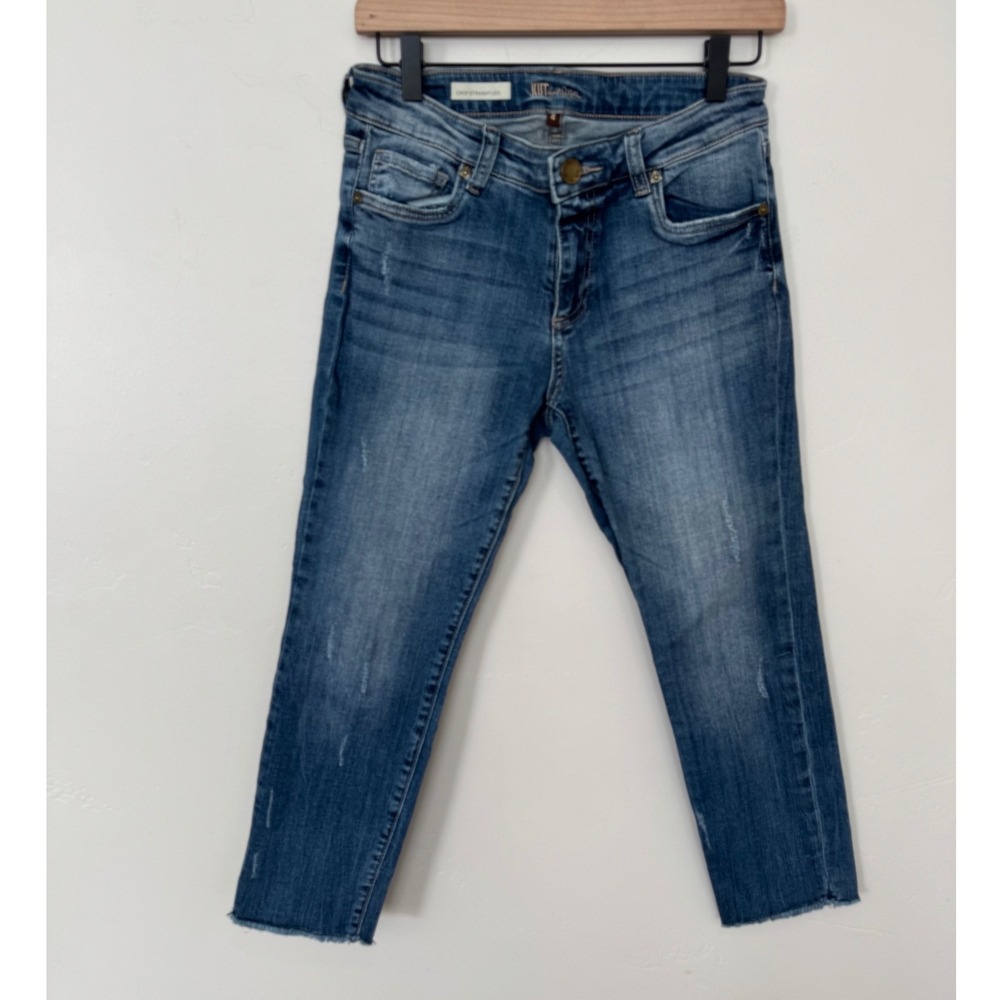 KUT from the Kloth Crop Straight Leg Jeans Raw Hem Capris SP260MA8 Size 4